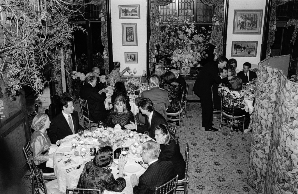 Guests attend an event at La Grenouille, a restaurant in New York City, on May 12, 1989.